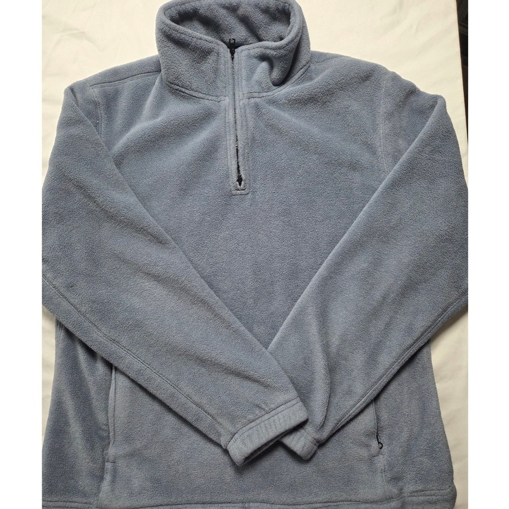 Duluth Trading Co Mens Medium Quarter Zip Fleece Pullover Blue Gray Mock Neck